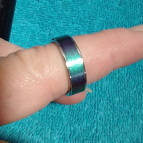 Iridescent Silvertone Rainbow Band Ring - Picture 4 of 4